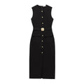 Marisse Belted Button Front Midi Dress – Sleeveless Smart Casual Dress in Black, Brown & Red Wine