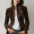 Vintage Velvet Button Jacket | Bohemian Heritage Lace Trim Blazer ✨